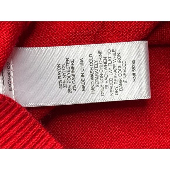 Express Womens V-Neck Sweater Size S Red Drop Shoulder Lightweight - Picture 6 of 7
